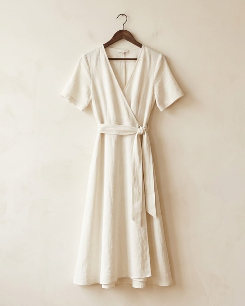 Ivory Linen Wrap Dress